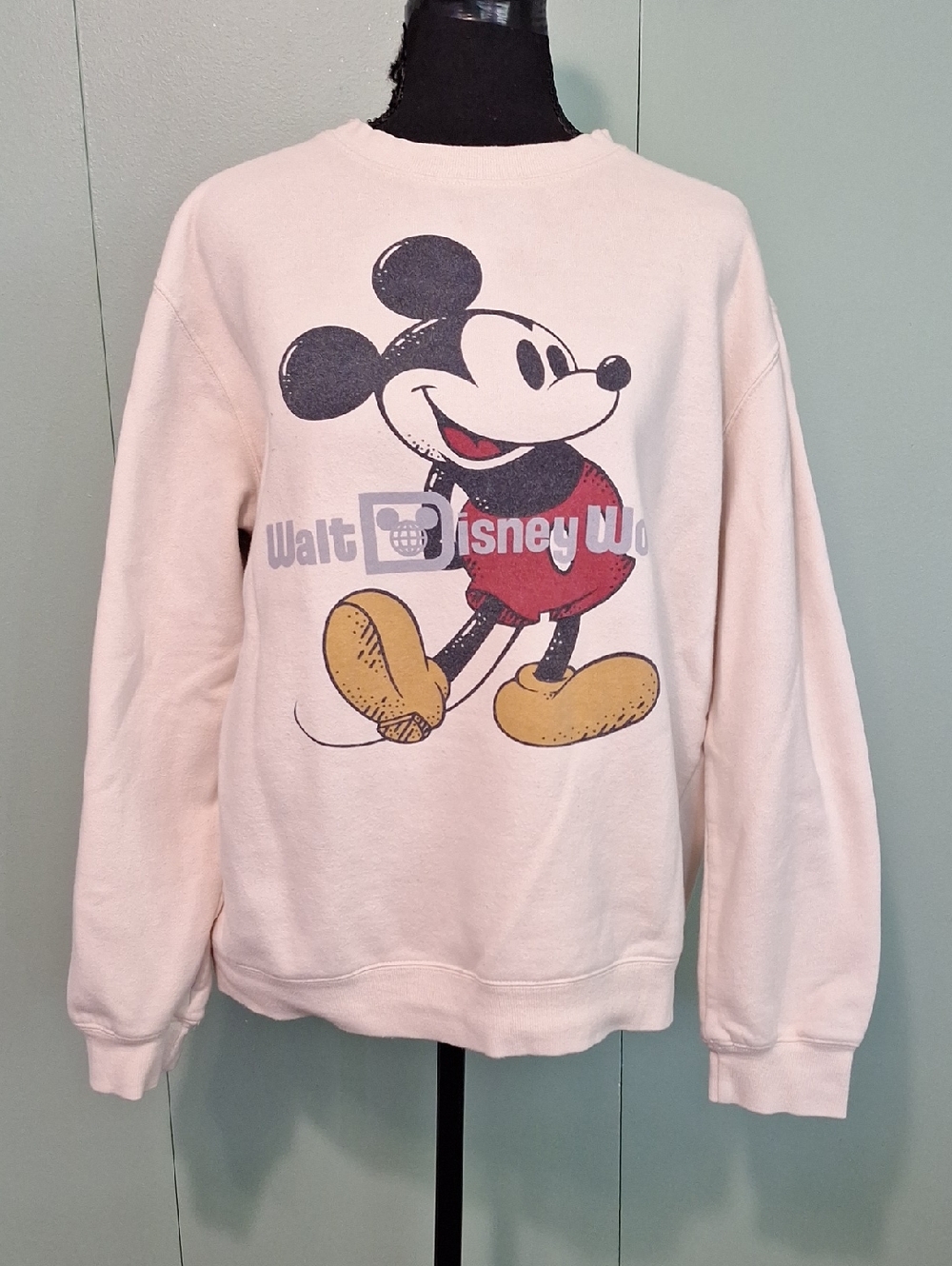Disney Walt Disney World Mickey Mouse Original Cream Sweatshirt Size Medium